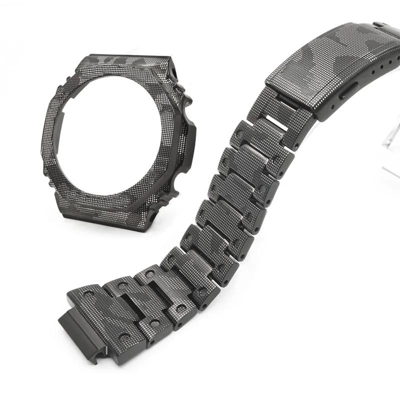 GA-2100 Cinturino in Gomma Custodia Mimetica Per Casio Ga-b2100 Ga2100 Ga2110 GM2100 Uomo Lunetta Metallica Accessori Cinturino Orologio Sportivo