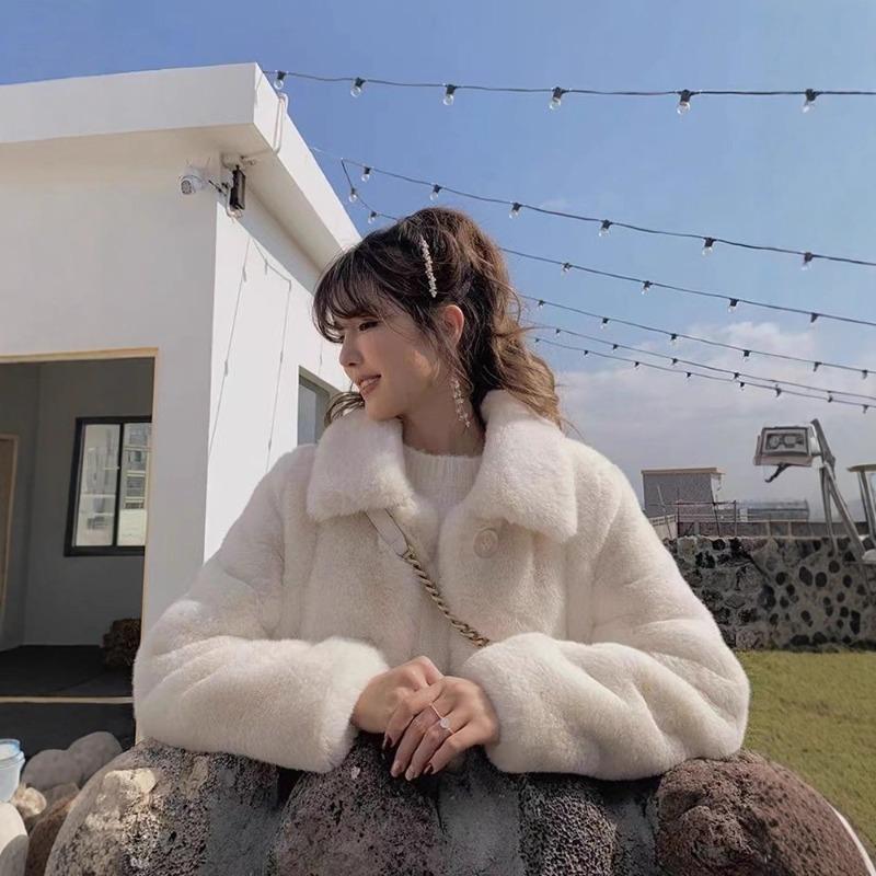 Lamb wool imitation fur new female young short imitation Rex rabbit fur plush autumn and winter