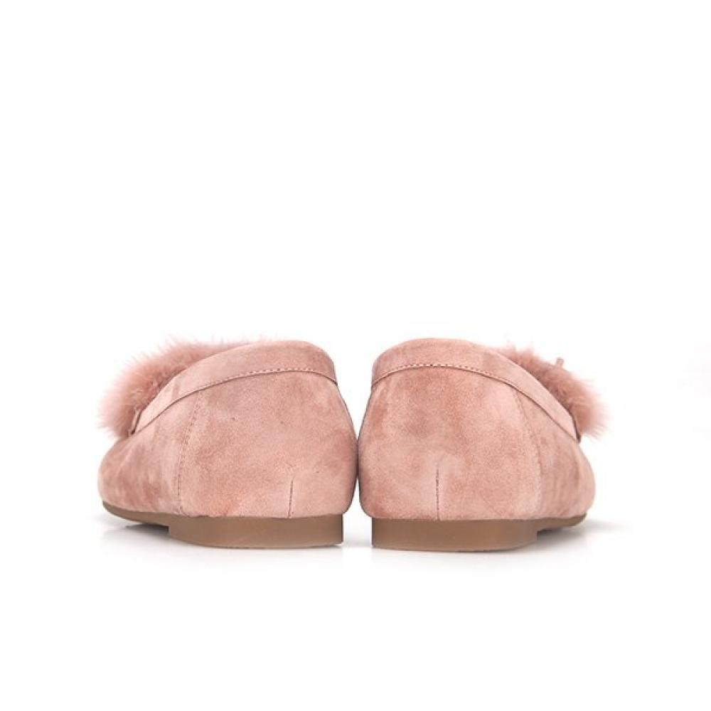 BARBARA Leather Suede Fur Flat 1cm Bbf542pk