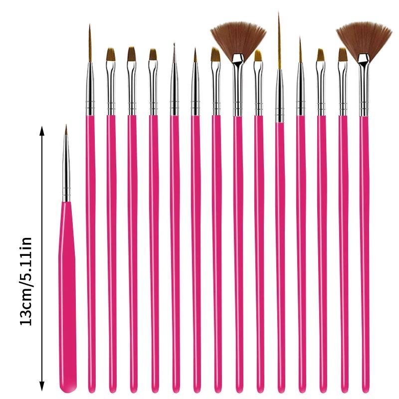 15Pcs Nail Art Pen Brushes Set Multifunctional Line Stripes Carving Brush DIY Drawing Pen UV Gel Brushes Painting Manicure Tool