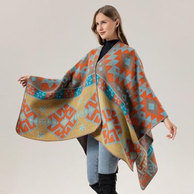 Herfst en Winter Xinjiang Toerisme Grasland Etnische Stijl Sjaal Zomer Buiten Dames Grote Sjaal Cape Cape High-end Gebreide Sjaal