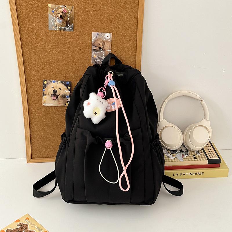 Schoolbag casual simple schoolbag new girl heart drawstring bundle commuter travel backpack student class versatile backpack