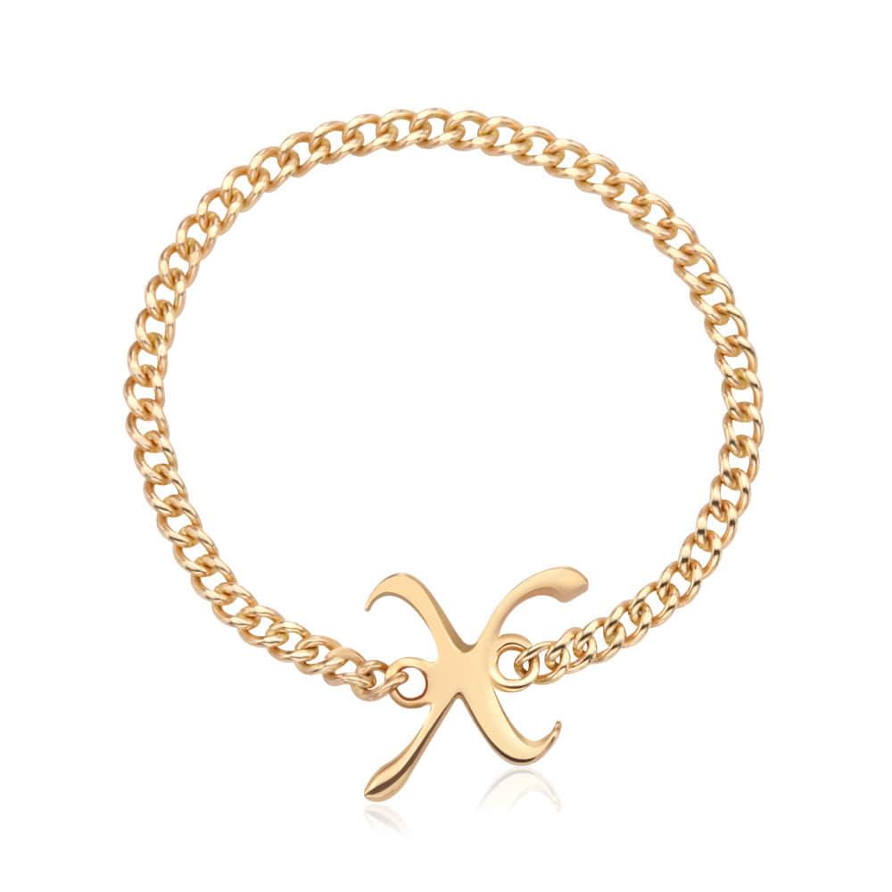 [Bnbgold] 14K/18K Alphabet X Initial Layered Chain Ring Mpr38137