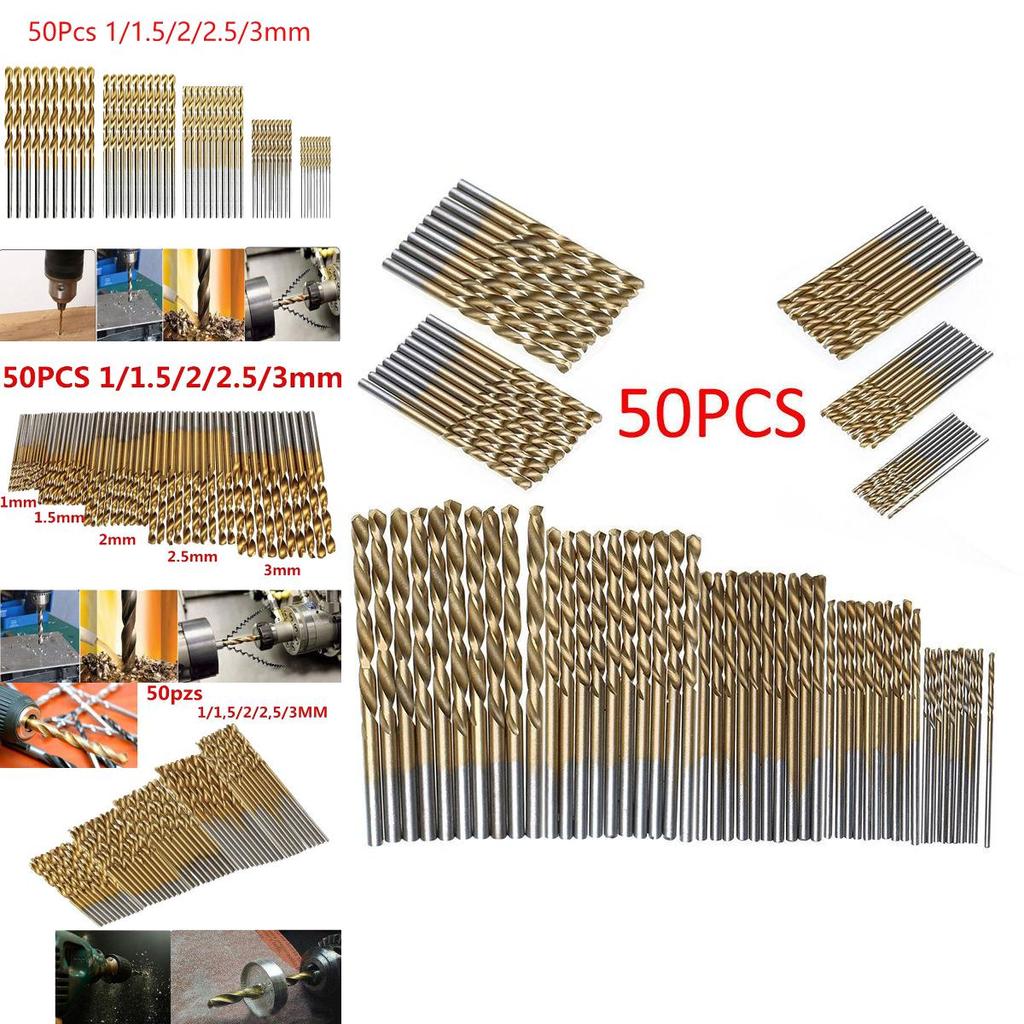 High Durability 50pcs Titanium Coated Hss High Speed Steel Drill Bit Set For Versatile Applications
