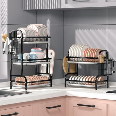 Dish Drying Rack 2/3 Tier with Cutting Board Holder Dish Drainer Rack for Kitchen Countertop or Sink