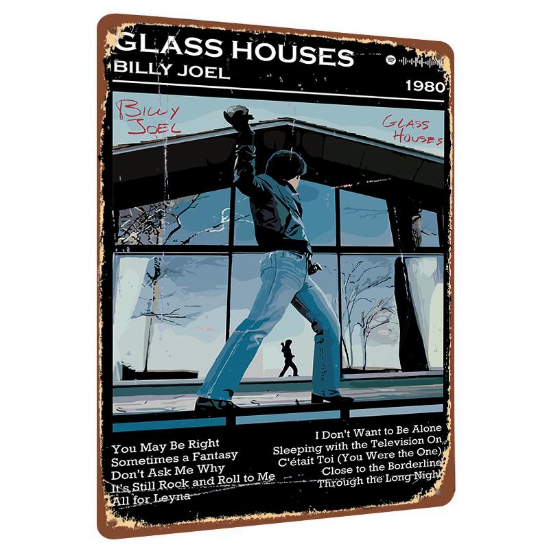 Billy Joel Glass Houses Album Cover Art Metal Tin Sign s Rock Music Decor Wall Hanging 20x30cm(7.8x11.8inch)