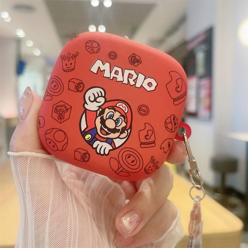 

для Huawei FreeArc Защитный чехол Freebuds6 Матовый Арочный Мягкий Чехол для Bluetooth-наушников Freebuds6 Бесплатный Зажим Минималистичный 6i Мультяшный SE2/3 Ударопрочный Free clip Red [Mario] single shell + with pendant