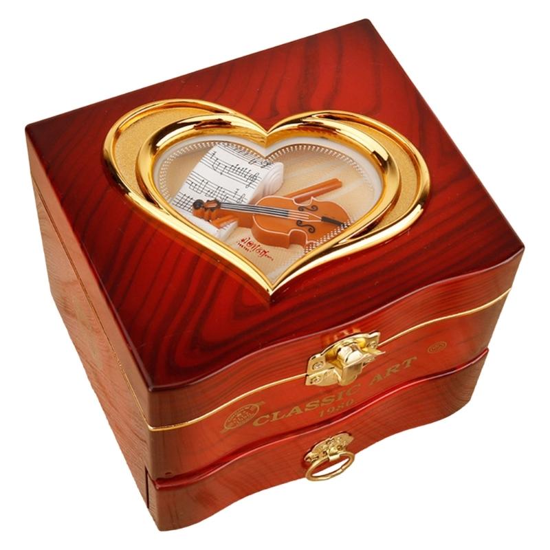 Sound Music Box With Elegant Rotating Jewelry Designs ABS Metal Wind Up Music Box for Relaxation & Decorative Use