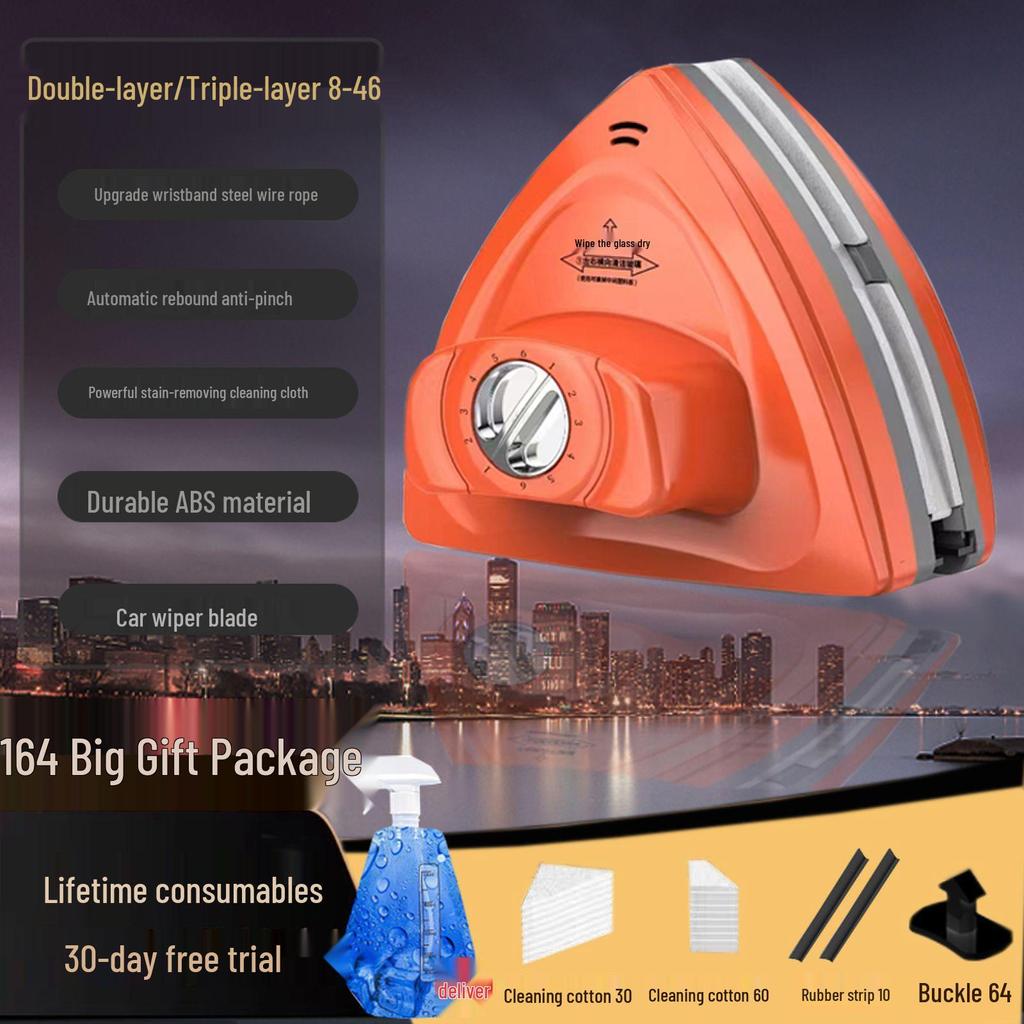 Strong Magnetic Triple-Layer Glass Cleaning Squeegee for High-Rise Windows