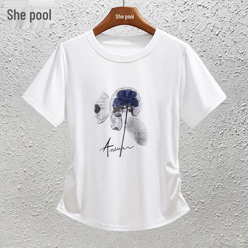 She Pool Women s Floral Print Short Sleeve T-Shirt L белый