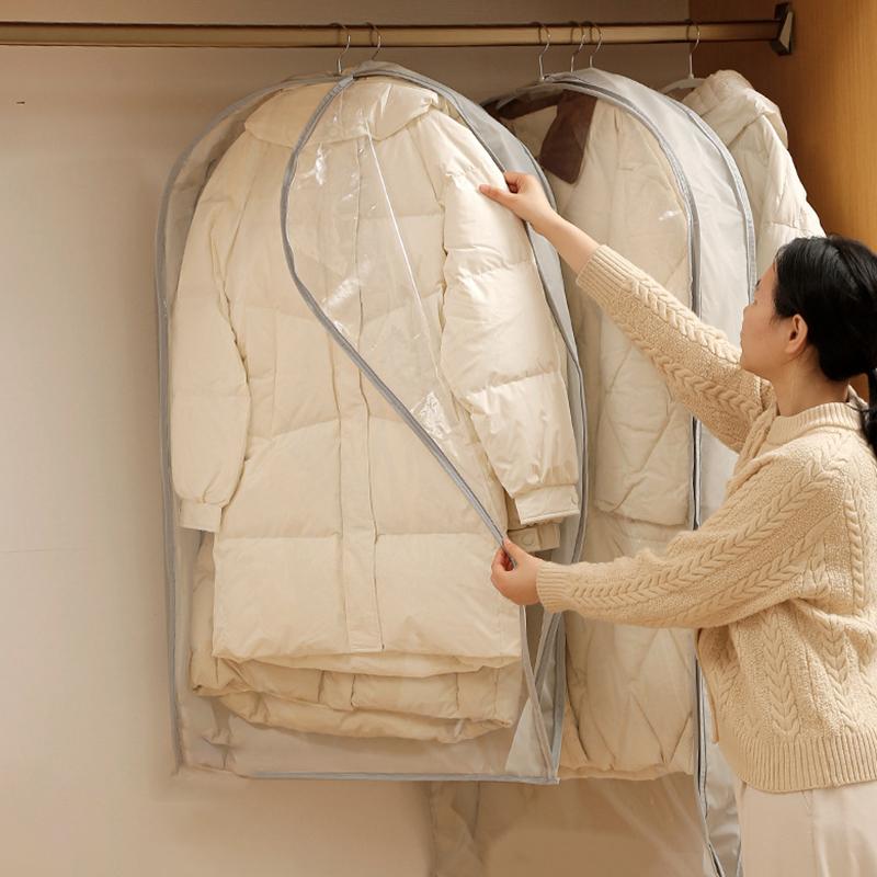 Wardrobe Organizer Bags for Down Jackets Hanging Storage Dust Cover Breathable Moisture Proof for Home Use
