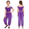 Costume Principessa Araba per Bambine e Ragazze Spalline Regolabili con Strass Paillettes Fascia Decorativa in Vita Sovrapposizione in Rete Pantaloni Lunghi con Slip Integrati per Cosplay
