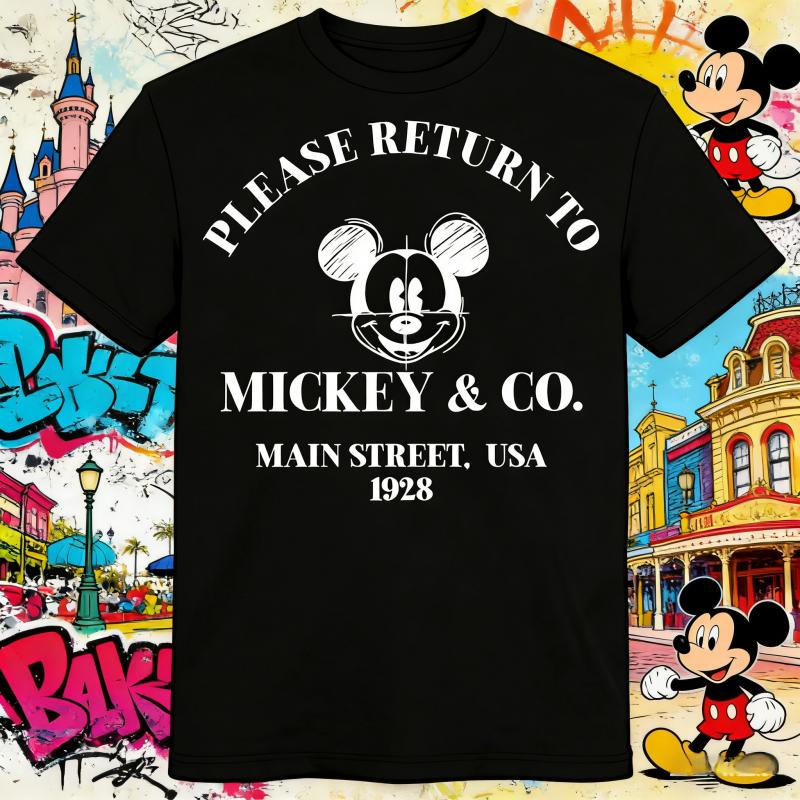 Disney Men Please Return To & Co. Main Street, USA 1928 - Cute Disney Mickey Pattern Adult 100% Pure Cotton Printed T-shirt