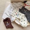 Autumn Cream Wind Cute Magician Puppy Embroidered Medium Tube Socks Polka Dot Versatile Comfortable Cotton Socks Cartoon