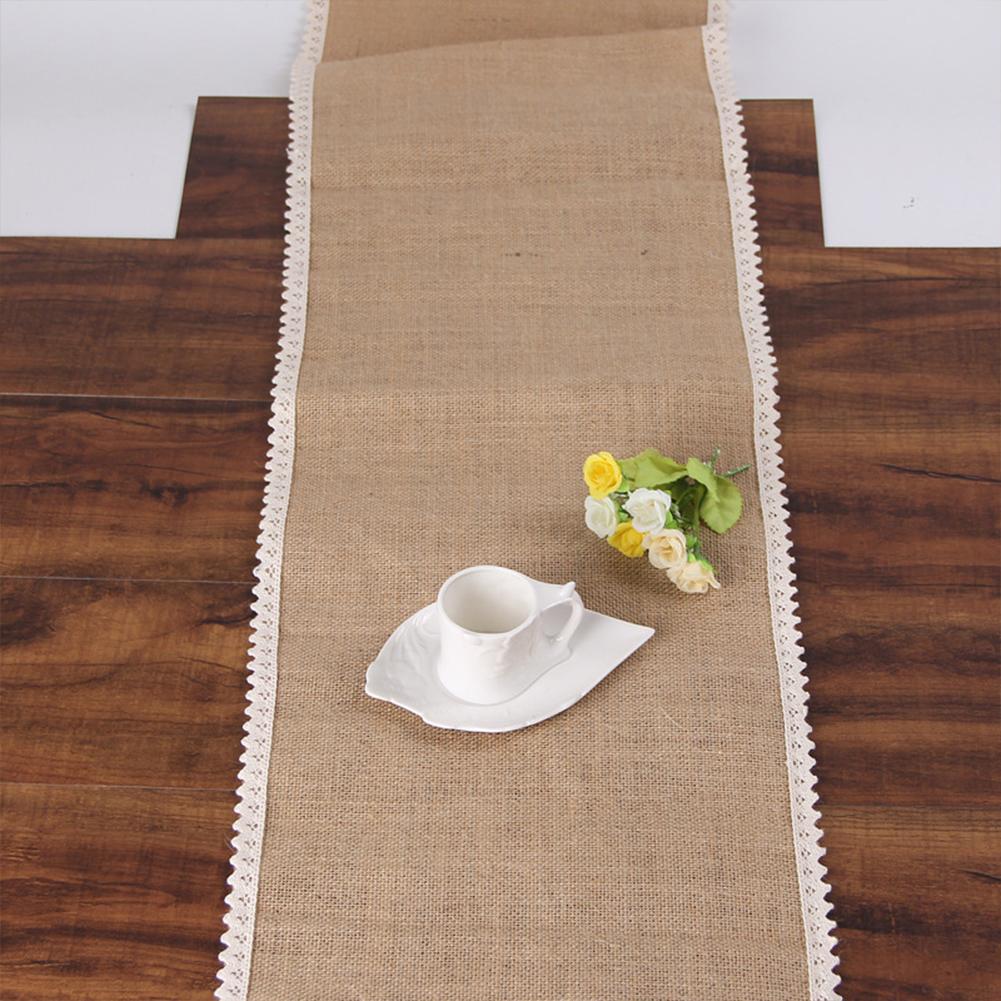 Linen Table Runner Lace Table Cloth Party Supplies Christmas Wedding Decorations