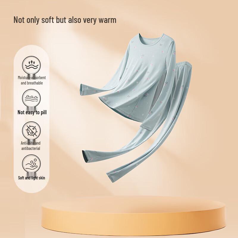 Yiershuang 5A Antibacterial 100% Cotton Women's Printed Thermal Underwear Set