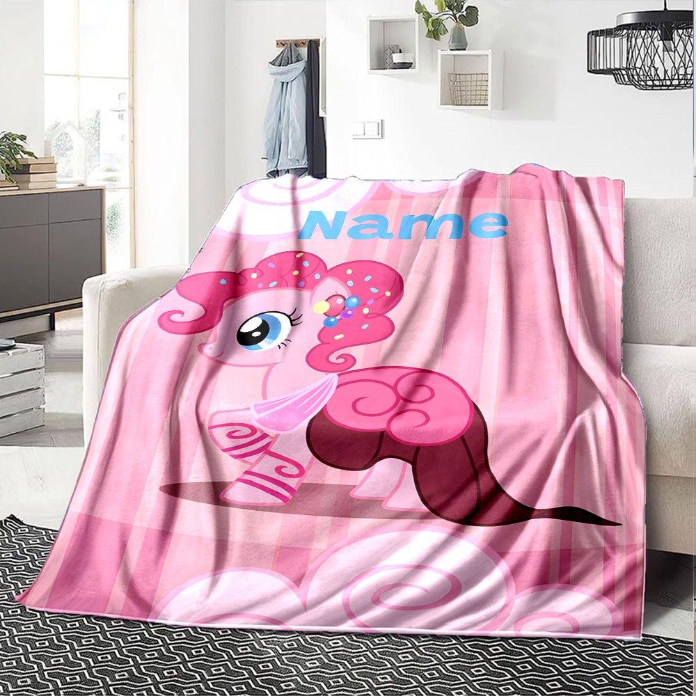 My Little Pony Pinkie Pie Throw Customizable Blanket Customize Text Durable Comfort Suitable For Sofa Couch Office Bed Picnics For All Occasions