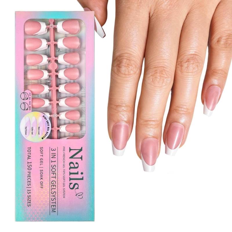 1Set Easy Apply Artificial Nail No Tools Needed Quick Installation Solid Color Highly Shine For Busy Professionals