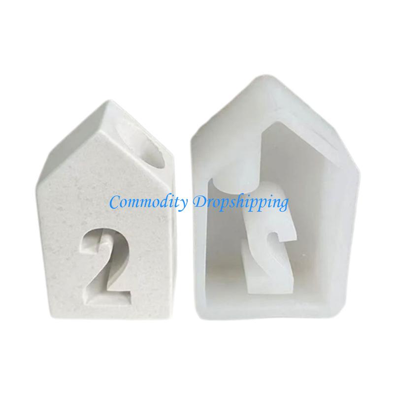 Y5JC House Shaped Stand Molds House Candlestick Molds for Making Candlestick Tealight Holder Room Decorations
