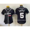2026 Spurs 5 11 Print Baseball Cardigan Women Short Sleeve Embroidery Team Sports Top