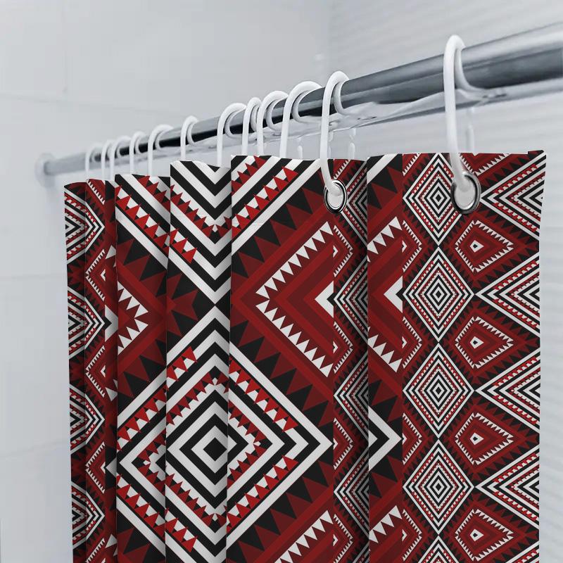 Modern Bath Shower Curtain Waterproof Decorative Printed Geometric Patterns Black Red White Polyester Fabric Bathroom Home Decor