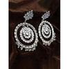 Oxidized Mirror Work Silver Afghani Stylish Flower Double Round Traditional Handcrafted Chandbali Earrings For Women And Girls