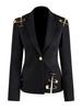 European Summer 2025 Mesh Spliced Pin-Decor Little Blazer for Women