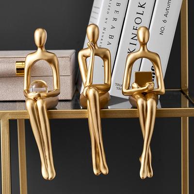 Denker Statue Abstrakte Figur Skulptur Kleine Ornamente Harzstatue Zuhause Gold Abstrakte Statue Bürodeko