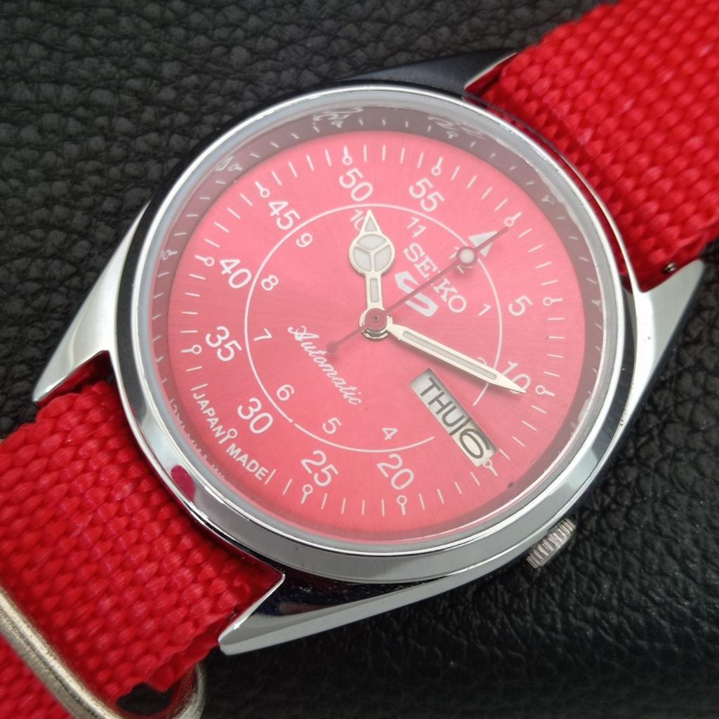 AUTOMATIC VINTAGE REFURBISHED SEIKO 5 6309A JAPAN MENS RED DIAL WATCH a442296-1