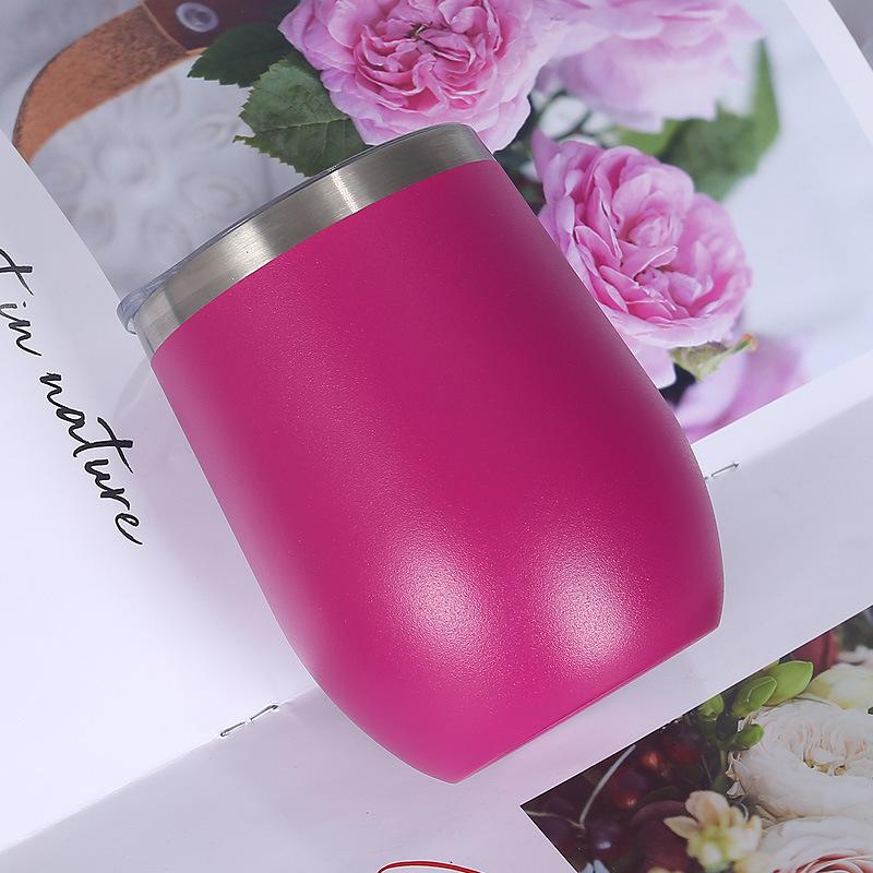 U-shaped 12oz Christmas Insulated Eggshell Wine Cup, Red