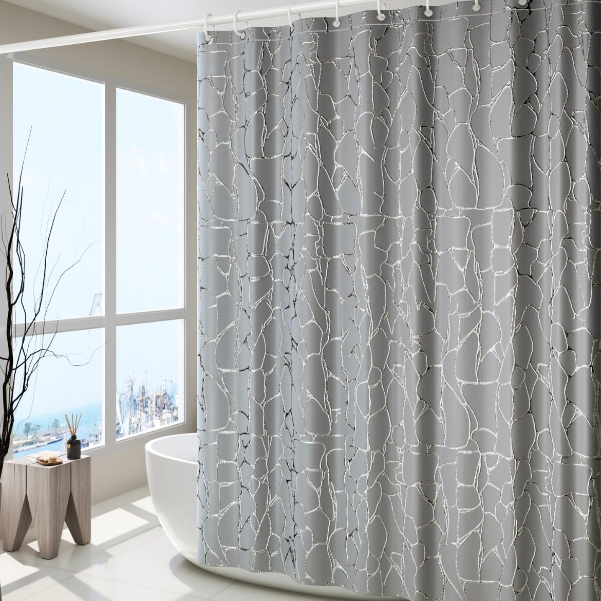 

Premium Hot Stamping Shower Curtain Modern Minimalist Style Waterproof Bath Curtain For Home Bathroom Decoration W60H190(CM)-1 Pcs