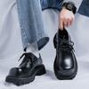 Derby shoes men's low-top Martin boots British style thick-soled heightening black tooling shoes casual big head 1527-R
