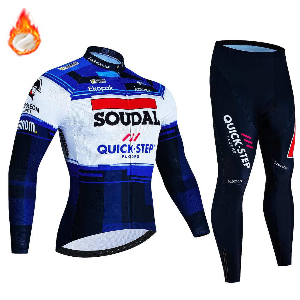 2026 Soudal Quick Step Men Winter Cycling Jersey Set Thermal Fleece Clothing Mountian Bike Bicycle Clothes Ropa Maillot Ciclismo