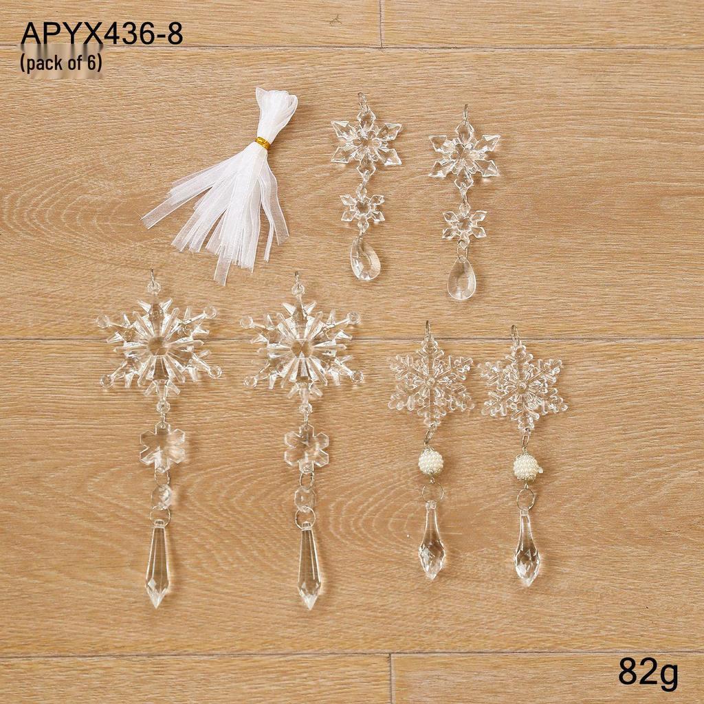Clear Acrylic Snowflake & Icicle Ornament Set for Christmas Trees - Multiple Pack Available