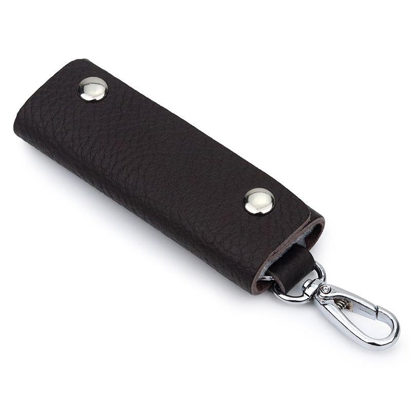 Men's Fashion Genuine Leather Keychain Pouch Portable Anti-scratch Zipper Bag Ideal Gift for Father Husband Male Friend