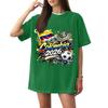Women's Soccer Letter Print T-Shirt, Short Sleeve Casual Top