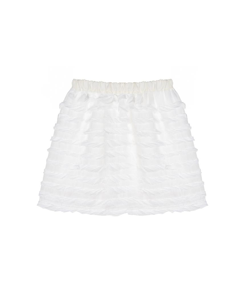Nigaennikol Fringe Lace Mini Skirt_Ivory