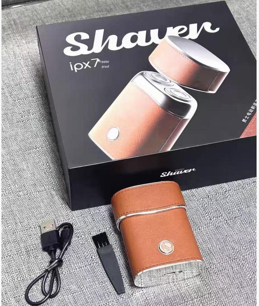 WITZIO Portable Electric Shaver - Washable, Mini Leather Shell Razor Gift Set for Men