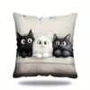 [Chic Cartoon Cat] Machine Washable Polyester Chic Cartoon Cat Throw Pillow Cover 17.7x17.7" | Contemporary Decorative Cushion Case