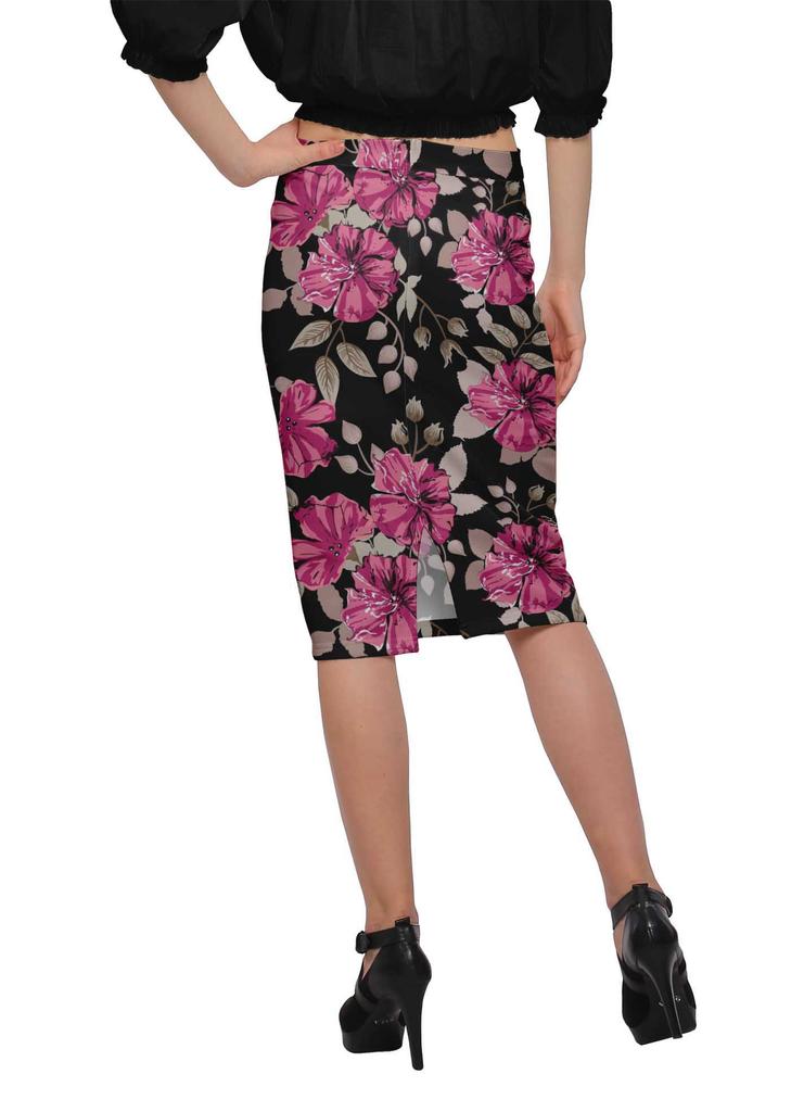 Moomaya Poly Spandex Skirt Printed Pencil Skirt Plus Size Summer Wear