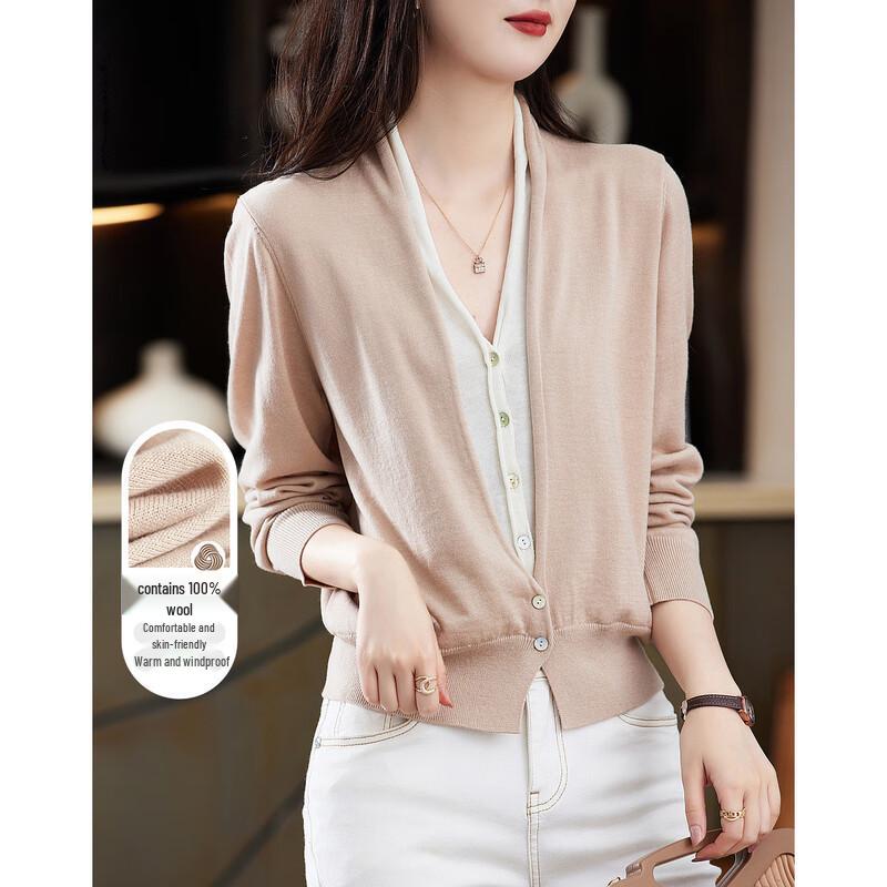 Demana Wool Blend V-Neck Loose Knit Sweater XL