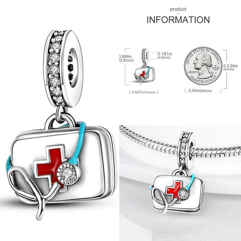 Charms Plata De Ley 925 copper Original Devil's Eye Perfume Bottle Bow Silicone Spacer Beads Women Bracelet DIY Zircon Pendants