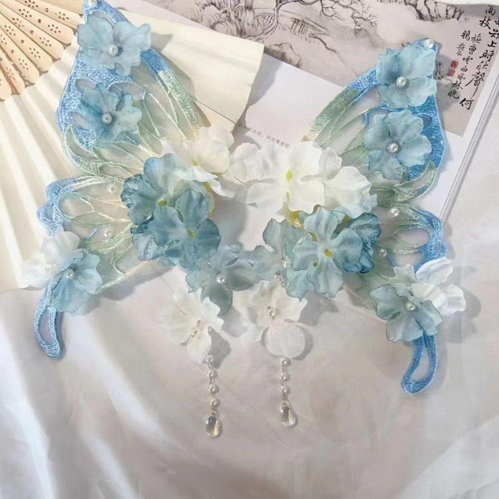 Mesh Tassel Duckbill Clip Barrettes Flower Hair Clip Minimalist Large Butterfly Hairpin Ladies
