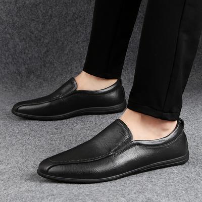 Chaussures d'automne en cuir pour hommes, chaussures décontractées, chaussures coréennes pour hommes, respirantes, à enfiler, à semelle souple, pour paresseux