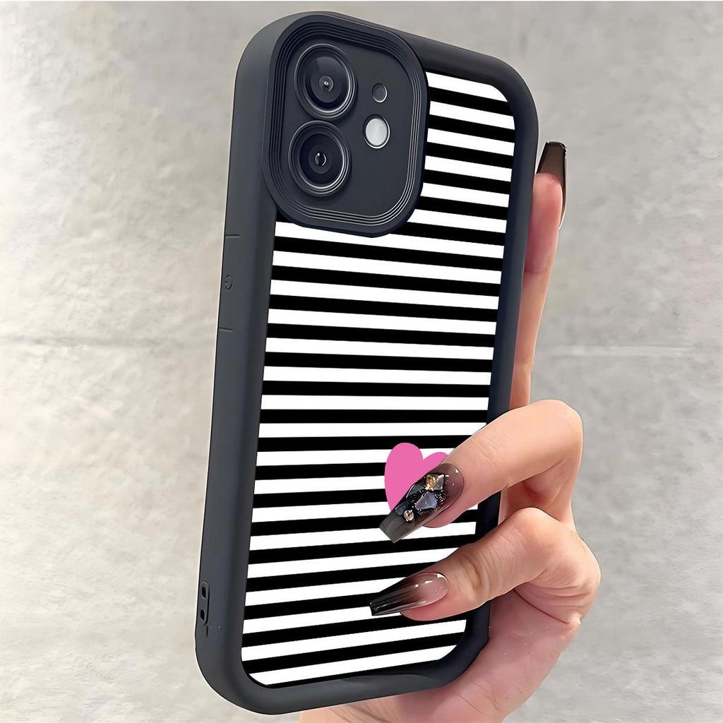 Zebra Pink Heart Groove iPhone 14/15/16/17 Pro Max Protective Phone Case