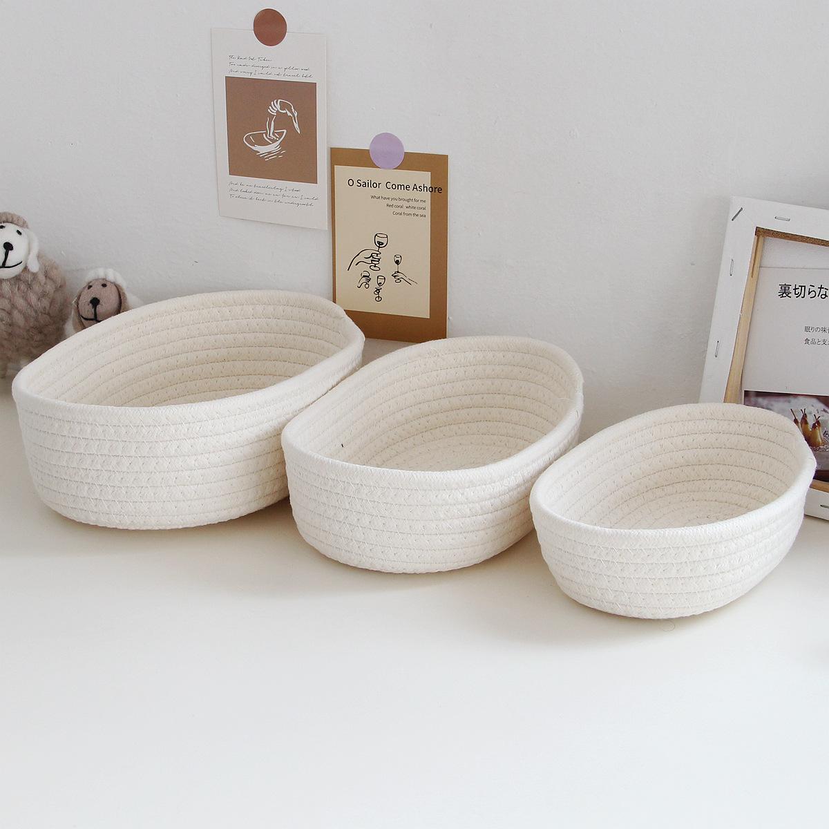 

3Pcs/set Nordic Cotton Rope Woven Storage Baskets Organizer Boxs Desktop Snack Organizer Basket Sundries Key Cosmetics Storage