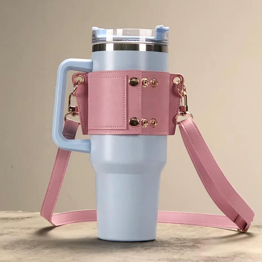 With Strap Water Bottle Holder PU Leather Bottle Sling Holder  For Stanley 30oz & 40oz Tumbler