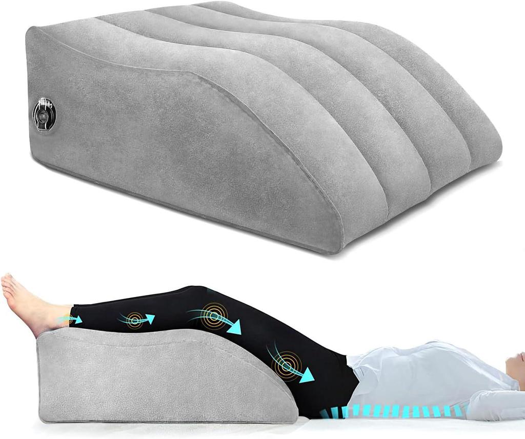 Adjustable PVC Inflatable Leg Pillow for Circulation and Elevation - Dual-Use for Home and Travel