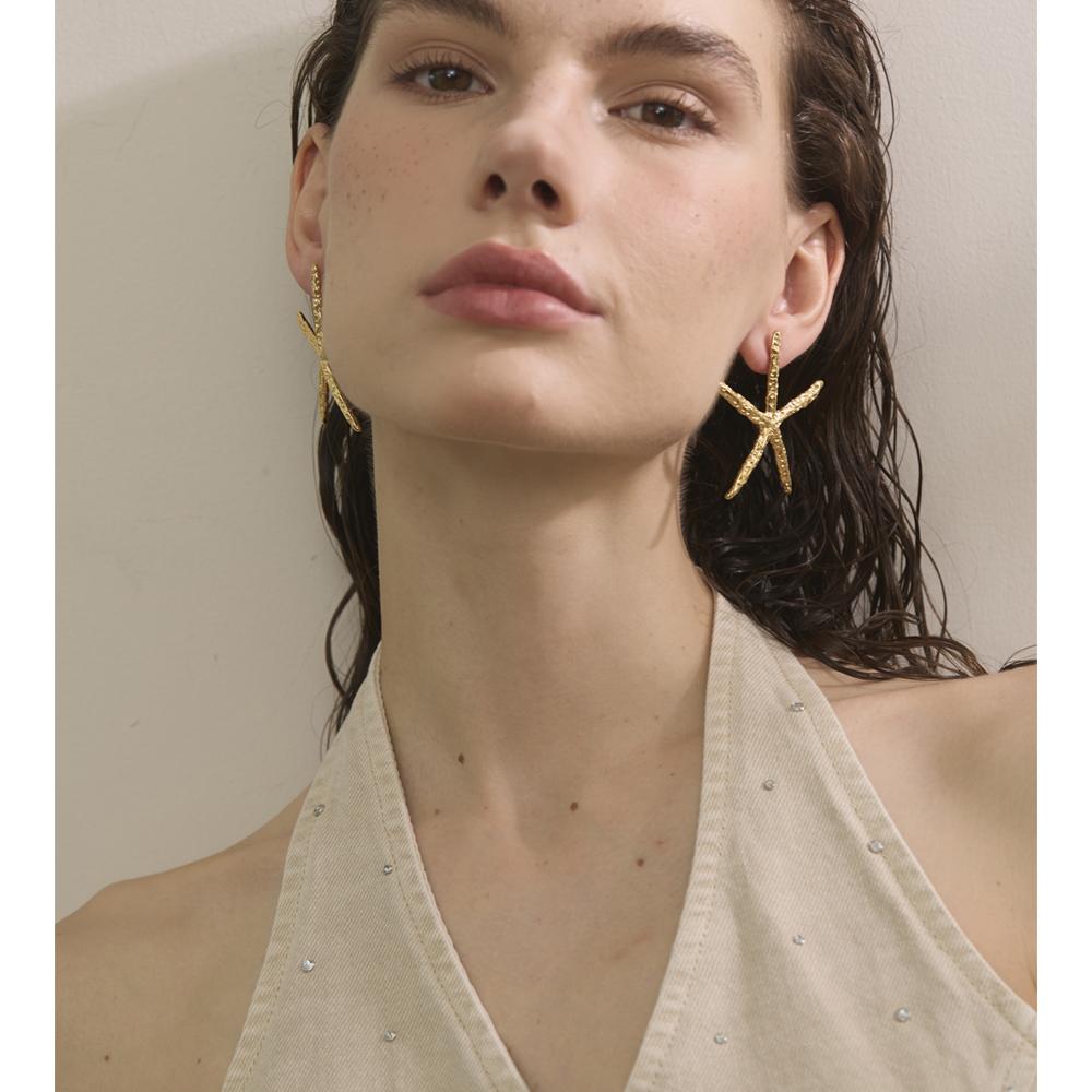 Yhpup Meeresstil Edelstahl Große Seestern Ohrstecker Wasserdicht Mode Sommer Schmuck für Damen Großhandel