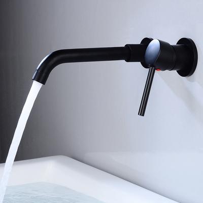 BAKALA Waschtischarmatur Badmischer Badezimmer Waschbecken Wasserhahn Wandmontage Messing Mattschwarz mit Einzelgriff Heiß Kalt Wasser
